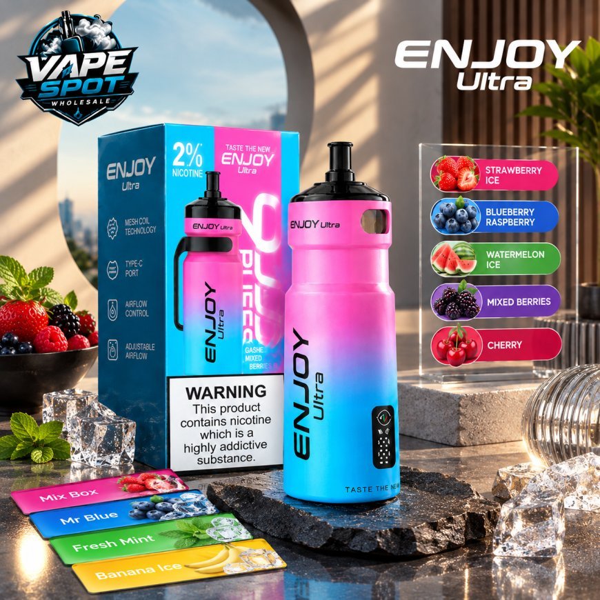 What is adjustable airflow on a vape, and how do you set it on the Enjoy Ultra 9000?