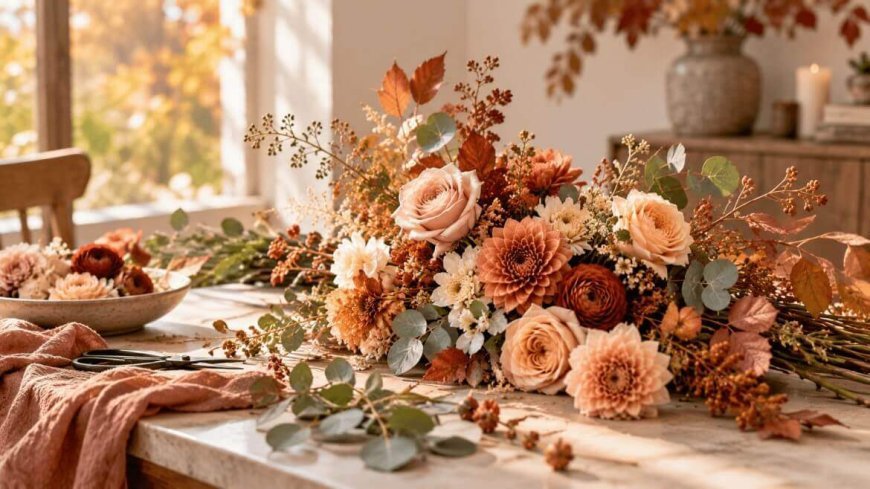 Soft Autumn Romance: Pastel and Warm Terracotta Floral Combinations