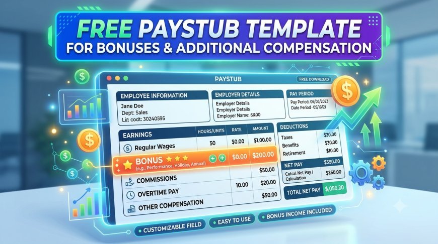 Free Paystub Template for Bonuses and Additional Compensation